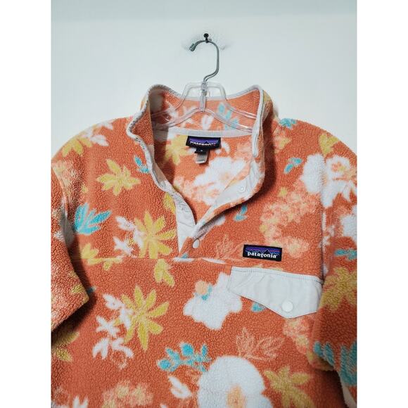 Patagonia Synchilla Snap-T Fleece Womens Medium Flower Power Floral Jacket EUC - Picture 3 of 10